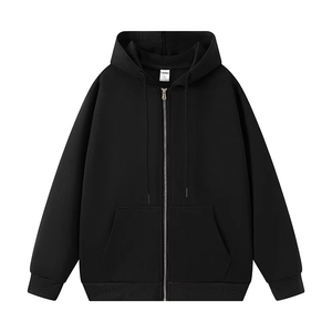 Sweat-shirts à capuche zippés pour hommes en molleton 100% coton, poids lourd, vente en gros, hiver, épaules tombantes, avec logo personnalisé, fabriqués au Pakistan - Product Image 2