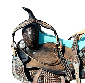 Juego de tachuelas de cuero genuino de primera calidad, monturas de carreras occidentales e inglesas para montar a caballo - Product Image 4