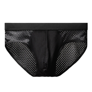 Calzoncillos de seda helada para hombre, pantalones de esquina cuadrados sexis de malla, ropa interior transpirable antibacteriana sin costuras, bragas triangulares finas - Product Image 3