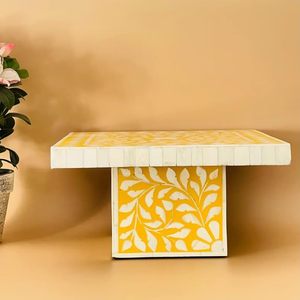 Soporte de pastel de madera artesanal ecológico, decoración de fiesta de AURA artesanal con incrustaciones de hueso, herramientas de pastel de diseño Floral - Product Image 3
