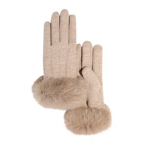Gants en fourrure de lapin véritable pour femmes, mode en gros, chauds, hiver, sans doigts, en cuir tricoté, pour poignets - Product Image 3