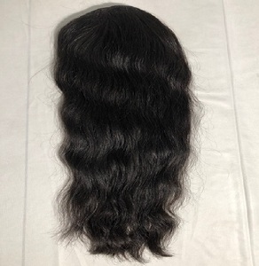 Export Top 100% Raw Unprocessed 18" Natural Wavy <b>Ponytail</b> Human Hair Extension's Machine Double Weft Natural Hair Indian Vendor - Product Image 1