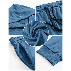 Ropa deportiva de invierno Sudadera con capucha informal y pantalones de chándal Hombres Conjunto de 2 piezas Bloque de color Chándales al aire libre para hombres Conjuntos de Jogger de diseño personalizado - Product Image 4