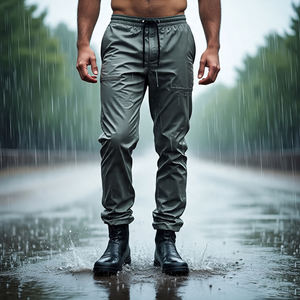Solid Color Waterproof Pants <b>Men's</b> 100% Nylon Lightweight Rain Streetwear Wind Breaker Pant Customize Rain Trouser <b>Men</b> - Product Image 1