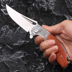 Couteau pliant en acier inoxydable fait à la main de qualité 2025 Offre Spéciale avec manche en bois et gaine en cuir pour le camping en plein air - Product Image 3