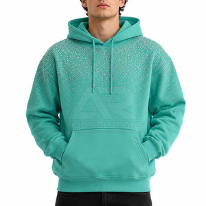Solid Color Winter Heavyweight <b>Rhinestone</b> <b>Hoodie</b> for Men Made High Quality Polyester/Cotton Material Custom Size Outdoor Use - Product Image 5