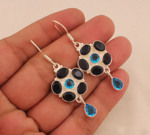 Pendientes de Topacio Azul de cianita para mujer, Plata de Ley 925, diseñador, piedras preciosas hechas a mano, joyería de boda, Idea de regalo, precio de fábrica - Product Image 4