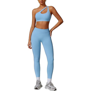 Ensemble de yoga pour femme : haut de sport sans couture, leggings taille haute, extensible, respirant et flexible pour l'entraînement - Product Image 1