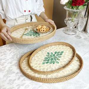 ชุดถาดเสิร์ฟพร้อมถาดไม้ฝังมุกสุดหรูสำหรับตกแต่งบ้านโรงแรมหรือร้านอาหารโดย falak World Export - Product Image 2