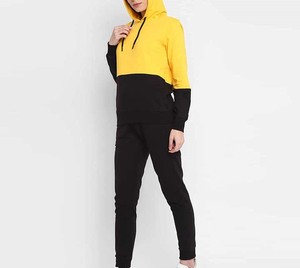 Conjunto Deportivo Informal de 2 Piezas con Logotipo Personalizado, Top Corto Sólido con Capucha y Pantalones Deportivos para Mujer - Product Image 2