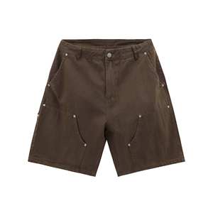 High Quality Customize <b>Brown</b> Vintage Oversized Shorts Streetwear Double Knee Baggy Denim <b>Men</b> <b>Cargo</b> Shorts - Product Image 1