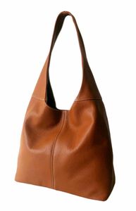 Sac Hobo en Cuir Rown, Mode, Fermeture Éclair, Sac à Main Femme, Grand Sac à Bandoulière Décontracté, Minimaliste, Sac Cabas Doux, Sac à Main Cognac - Product Image 6