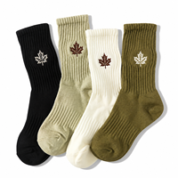 Chaussettes de sport en coton côtelé avec logo personnalisé, soutien de la voûte plantaire et coussinets en tissu éponge, broderie personnalisée, chaussettes mi-mollet