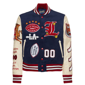 แจ็กเก็ตหนังสำหรับผู้ชายเสื้อแจ็กเก็ตเลตเทอร์แมนแขนเสื้อแบบปัก - Product Image 6