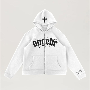 Veste à capuche zippée en coton personnalisée pour hommes Pull-over d'hiver avec fermeture éclair en mauvais état de lavage Service OEM disponible - Product Image 1