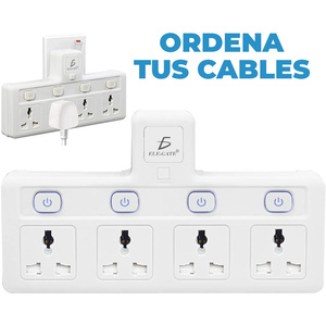 Multipresa con luce notturna e interruttori individuali, adattatore da parete a 4 vie - Product Image 3