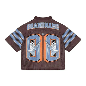 Basketball Mesh Football Streetwear Jersey T-shirt for Men Custom logo V-Neck Oversized Boxy <b>Tshirt</b> Cropped Tops Clothes T-Shirt - Product Image 5