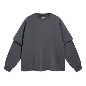 Personnaliser Streetwear Cotton Boxy Tee Print Jersey T Shirt Baggy Shirts Double Couche T-shirts à manches longues pour hommes - Product Image 5