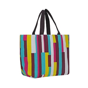 Sacs à main en coton imprimé pour femmes, tendance, créatif, à la mode, à rayures, sacs en toile de coton personnalisés - Product Image 2