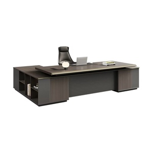 Modern Luxury Executive L Shaped Office <b>Desk</b> Chair Set Commercial Modular Wooden Panel Furniture Easy Assembly Extendable - Product Image 1