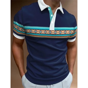 Fermeture éclair hommes garniture blanche or brodé Golf décontracté été imprimé à manches courtes T-shirt homme Polo - Product Image 4