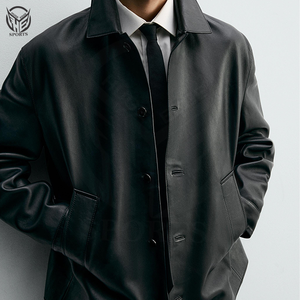 Chaqueta de Motociclista 100% Cuero para Hombre, Uso Invernal, Ecológica y Resistente al Viento, Cuello Alto, Personalizable - Product Image 5