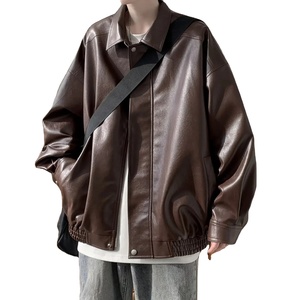 Veste en cuir ample de style américain de marque à la mode haut de gamme pour hommes tissu en toile de haute qualité pour la saison automne hiver - Product Image 1