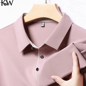 Camiseta Polo de Manga Corta con Cuello Redondo para Hombre, Nueva Colección de Verano, de Seda Helada, Transpirable, Estilo Informal de Negocios, Ropa de Marca Masculina - Product Image 3