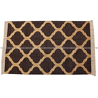 Logo personnalisable Punja Dhurrie tissé à la main 4x6 pieds ensemble de tapis en coton tissage plat décoratif maison salon invité porte de prière