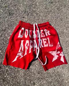 Custom Baggy Fit Heavyweight Cotton French Terry Stone Washed Distressed Screen Print Shorts for Men - Product Image 2