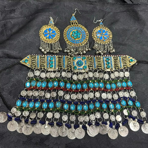 El mejor precio, conjunto de joyería afgana ligera y resistente, collar Vintage, pendientes, forma personalizada para mujeres y niñas, gran oferta para boda - Product Image 1