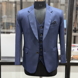 Traje de 3 Piezas para Hombre, Azul Marino, Corte Entallado, para Boda y Negocios, Conjunto Formal de Blazer, Chaleco y Pantalones, Traje Formal para Novio y Fiesta - Product Image 1