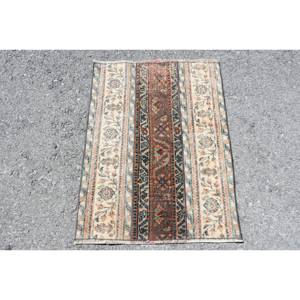 พรมขนสัตว์สีเบจสีน้ำตาล2.3x3.1ft แบบคลาสสิกงานเย็บปะติดปะต่อกันแบบตุรกีสำหรับทางเข้าห้องนั่งเล่นห้องนอนห้องโถงทำจากยาง - Product Image 1