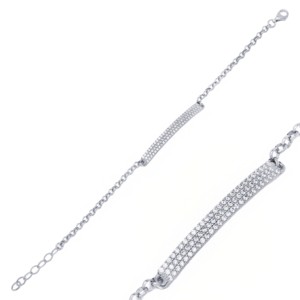 Elegant Rectangle Geometric Design Fine Jewellery White Zircon Stone <b>Charm</b> Bracelet 925 Sterling Silver Jewelry - Product Image 5