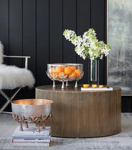 Bol martelé en argent de designer avec support en laiton à feuille d'or, élément décoratif élégant pour table à manger et salon, provenance Inde - Product Image 2