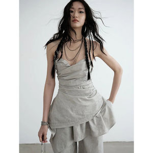 Hantuki Conjunto de 2 Piezas: Top Corto de Tubo Transpirable de Punto Elástico y Sexy para Verano, Ideal para Club, con Estampado - Product Image 1