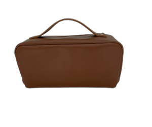 Nueva venta al por mayor bolsas de cosméticos Simili viaje 2024 con logotipo personalizado Material de PU Color marrón claro bolsa de cosméticos de maquillaje con cremallera - Product Image 2