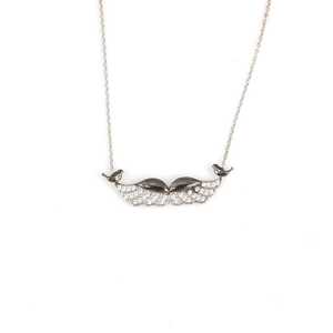NUSRET Collar con Colgante de Ala de Ángel en Plata de Ley 925, con Zirconia Blanca y Tecnología de Incrustación en Bisel, Diseño Minimalista - Product Image 2