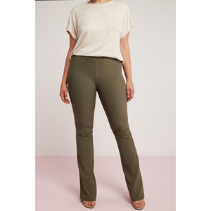 Pantalon évasé extensible côtelé interlock pour femme grande taille ETHIQUET Larissa - Product Image 1