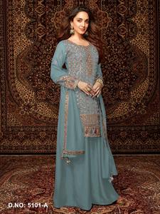 Costume Salwar de mariage à manches longues de style traditionnel Maruti avec ensemble Dupatta brodé Chinon Qualité d'exportation - Product Image 4