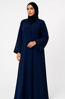 Abaya de Dubaï noire de luxe avec de belles perles de travail et Hijab assorti Nouvelles collections pour l'Aïd Matériel de meilleure qualité