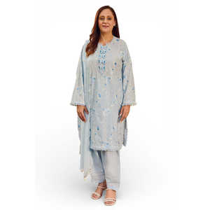 Ensemble de costume en tissu brodé pour femmes, 3 pièces, avec dupatta en mousseline brodée PM-62047 - Product Image 1