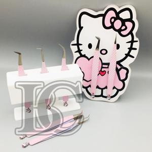 Pince à épiler de qualité supérieure en acier inoxydable durable couleur rose Extensions de cils pince à épiler avec plateau à cils rose quantité minimale de commande de vison - Product Image 5