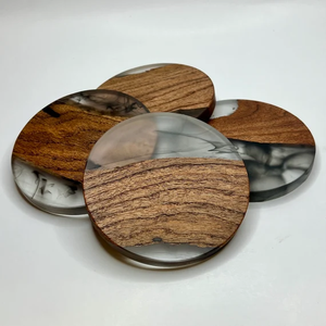 Dessous de verre imperméables en bois et en résine époxy pour boissons chaudes Dessous de verre en bois avec logo personnalisé accepté - Product Image 1
