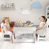 Table d'activités moderne pour enfants avec bacs de rangement et ensemble de chaises, en bois massif, durable et écologique, pour salon, fabriqué au Vietnam