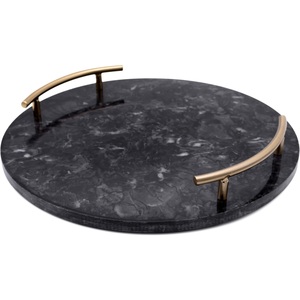 Bandejas de servicio de mármol de lujo respetuosas con el medio ambiente con diseño clásico y mango de latón pulido brillante para fines decorativos - Product Image 5
