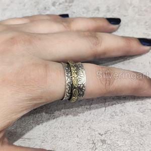 Anillo de meditación con banda giratoria de primavera, anillo de pulgar de Plata de Ley 925 para mujer, joyería hecha a mano, anillo giratorio Unisex de Navidad - Product Image 3