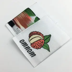 Custom Logo Luxury High Density Woven Labels for Clothing Polyester T <b>Shirt</b> Jeans Bag Cloth Neck Fabric Tags with Custom Logo - Product Image 1