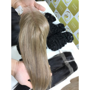 Extensions de cheveux humains vierges de qualité supérieure, lisses, alignées sur la cuticule, brun clair, dentelle 2*6, 12 pouces, vietnamiennes - Product Image 1