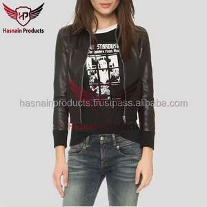 การออกแบบล่าสุดคุณภาพดีใหม่ความยาวกลางผู้หญิงเสื้อหนัง Bomber แจ็คเก็ตหนังผู้หญิงที่ทันสมัยและเสื้อโค้ทชุดชั้นใน - Product Image 2